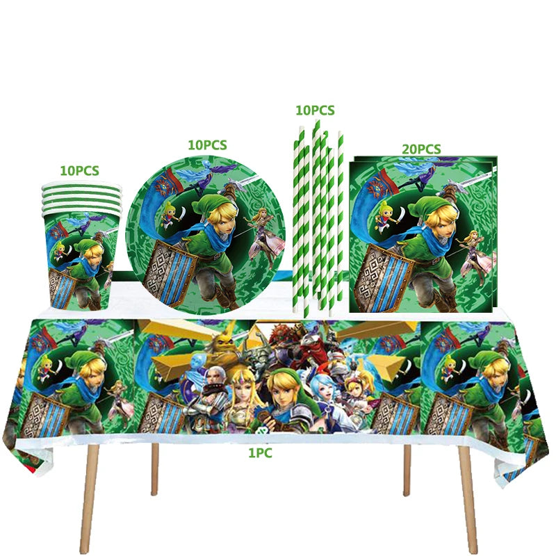 The Legend of Zelda Birthday Party Decorations Disposable Tableware Set – Cups, Plates & Napkins for Kids Birthday Party Supplies & Baby Shower Toys