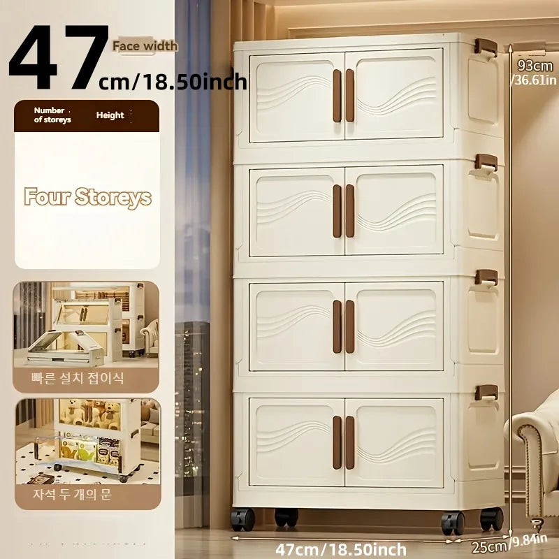 Caja de almacenamiento plegable con puerta transparente – Organizador grande y duradero para ropa, libros, juguetes y almacenamiento en el hogar