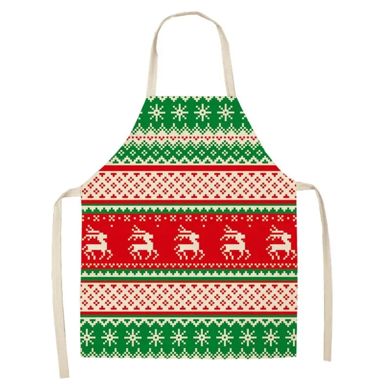 Christmas Moose Print Kitchen Apron – Unisex Cooking & Baking Workwear for Home Cleaning, Barbecue, Restaurant & Kitchen Use