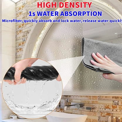 Thick Microfiber Cleaning Cloth – Reusable No Watermark Magic Cleaning Rag, Streak-Free Glass Wipe Towel for Windows, Kitchen, Home & Household Surface Cleaning