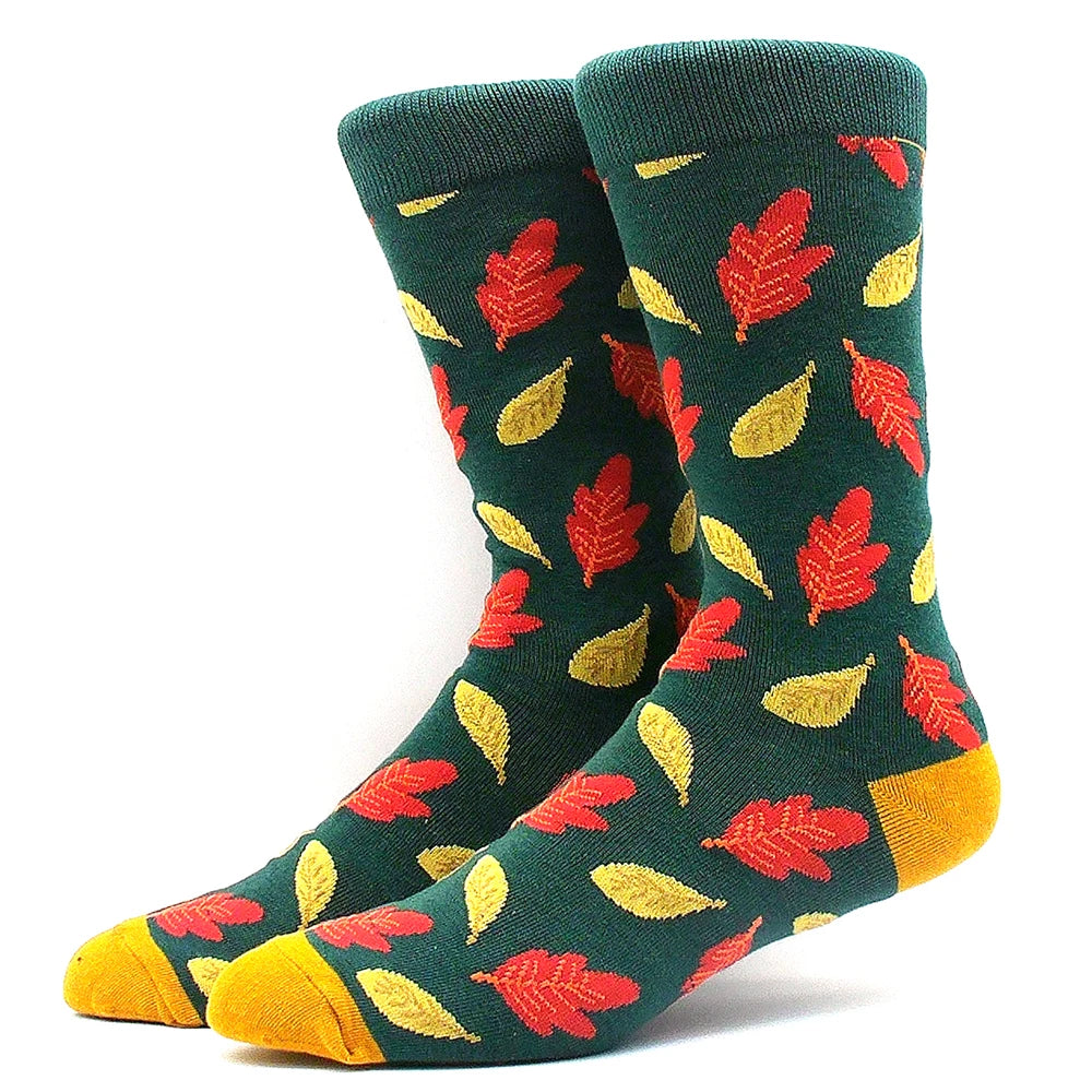 Funny Colorful Hip Hop Socks – Combed Cotton Animal, Astronaut & Geometric Print Socks for Men & Women, Business Dress Wear