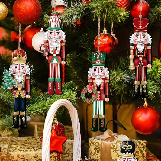 Adornos Navideños de Soldado Cascanueces de Madera de 12 Piezas – Decoraciones Colgantes para Árbol para el Hogar y Regalos de Navidad