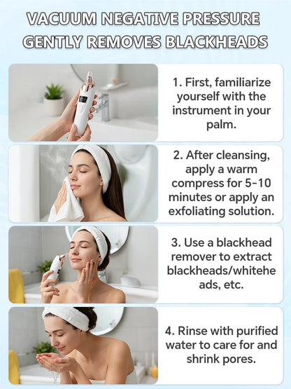 Electric Blackhead Remover & Pore Cleaner – Facial Vacuum Skin Cleaning Device for Blackheads, Pimples & Acne, Portable Pore Care Tool