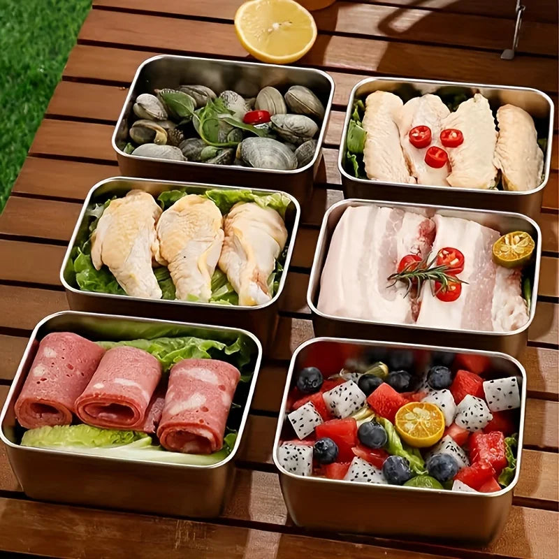 Juego de 5 recipientes de almacenamiento de alimentos de acero inoxidable – Fiambreras herméticas sin BPA para preparación de comidas, oficina y camping