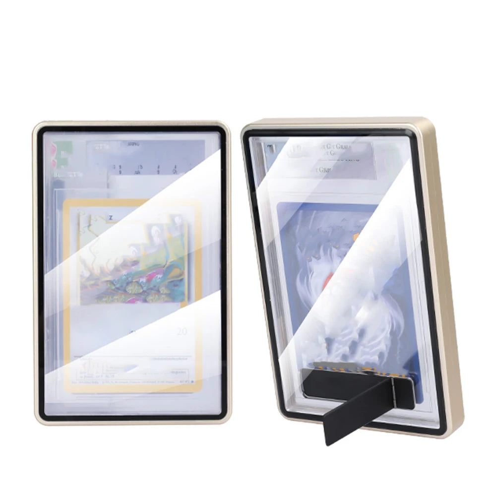 Aluminum Alloy Trading Card Display Case with Stand – Multicolor PSA & BGS Graded Card Protector Holder for Horizontal & Vertical Display