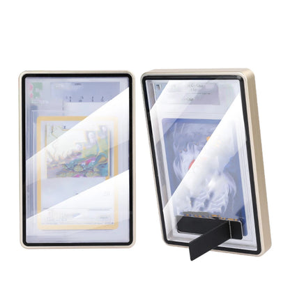 Aluminum Alloy Trading Card Display Case with Stand – Multicolor PSA & BGS Graded Card Protector Holder for Horizontal & Vertical Display