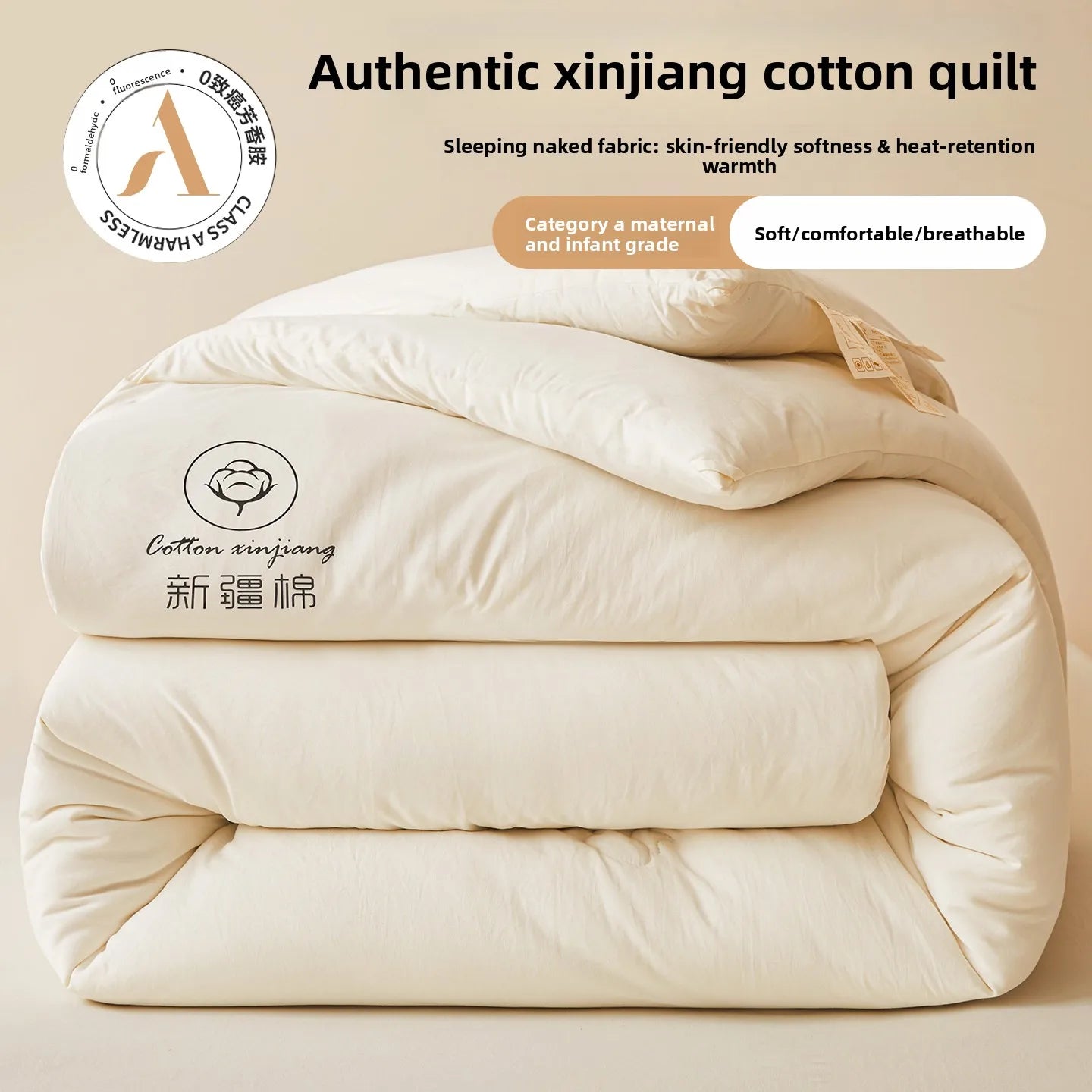 100% Cotton Filled Comforter – Soft Lightweight Warm Winter Quilt for Autumn & Cold Weather Bedding