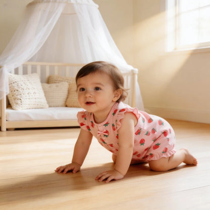 Pelele de verano para bebé recién nacido – Body de manga corta de algodón suave con estampado de dibujos animados para bebés y niñas (3-18 meses)
