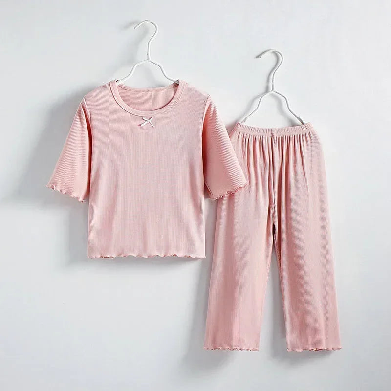 Girls Summer Pajama Set – Short Sleeve Kids Homewear Outfit | Soft Casual Two Piece Clothes Set for Children