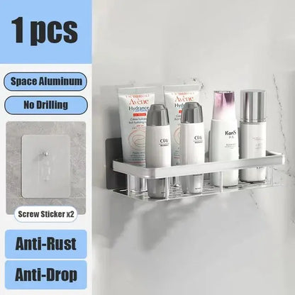 Étagère de Douche Murale sans Perçage – Support d'Angle en Aluminium pour Shampooing, Savon et Rangement de Toilette