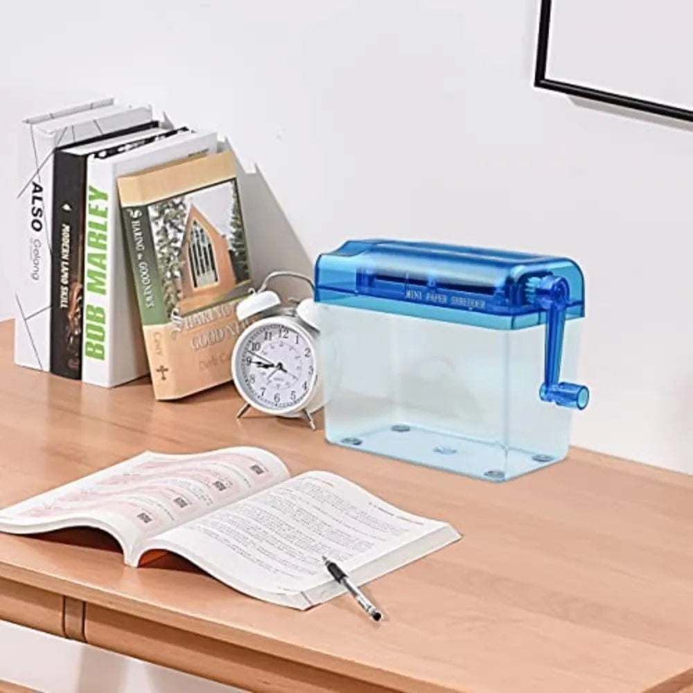 Mini Manual Paper Shredder – ABS Hand-Crank Document Shredder with Transparent Design, Eco-Friendly Portable Cutting Tool for Home & Office