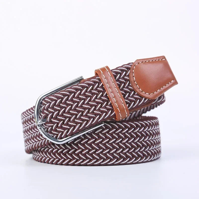 Ceinture élastique tressée unisexe en toile tissée, à boucle ardillon, pour jeans (107/120/130cm)