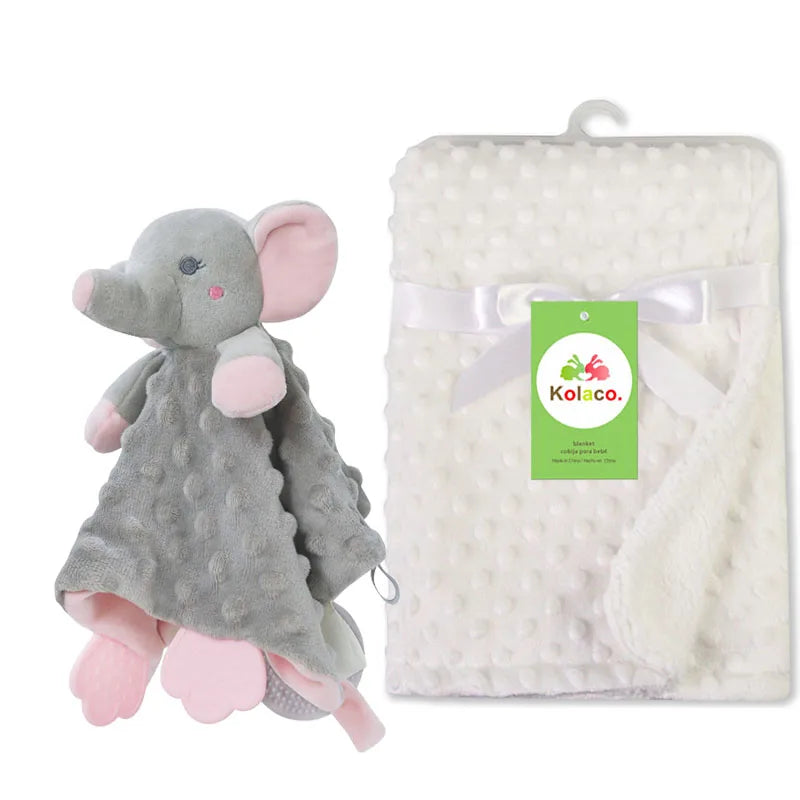 Couverture et doudou personnalisés avec prénom de bébé – Ensemble doux en minky à pois, 2-en-1, cadeau de naissance personnalisé pour garçons et filles