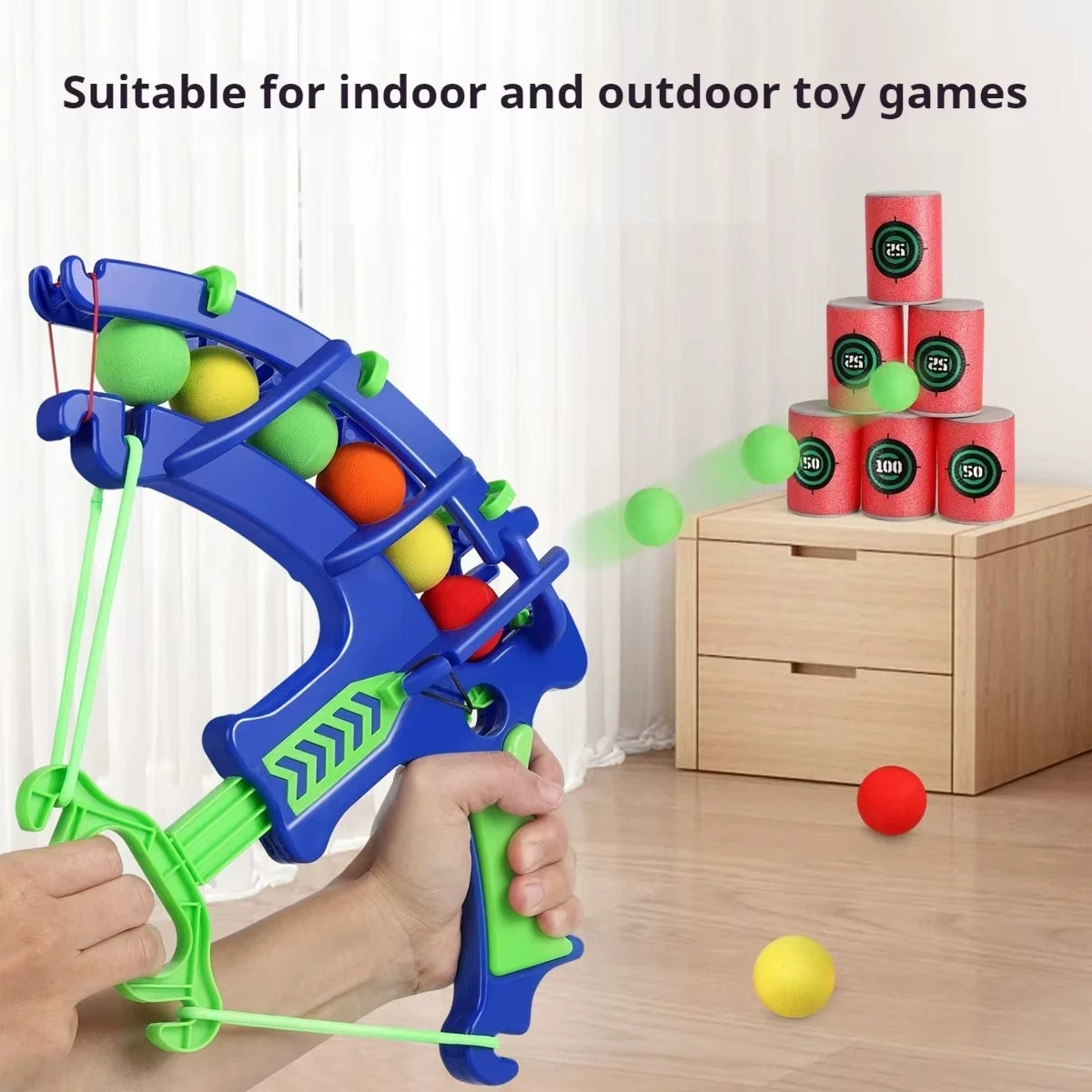 Slingshot Target Sticky Ball Bow Set – Montessori Educational Toy, Arrow Throwing Outdoor Sport & Fidget Game