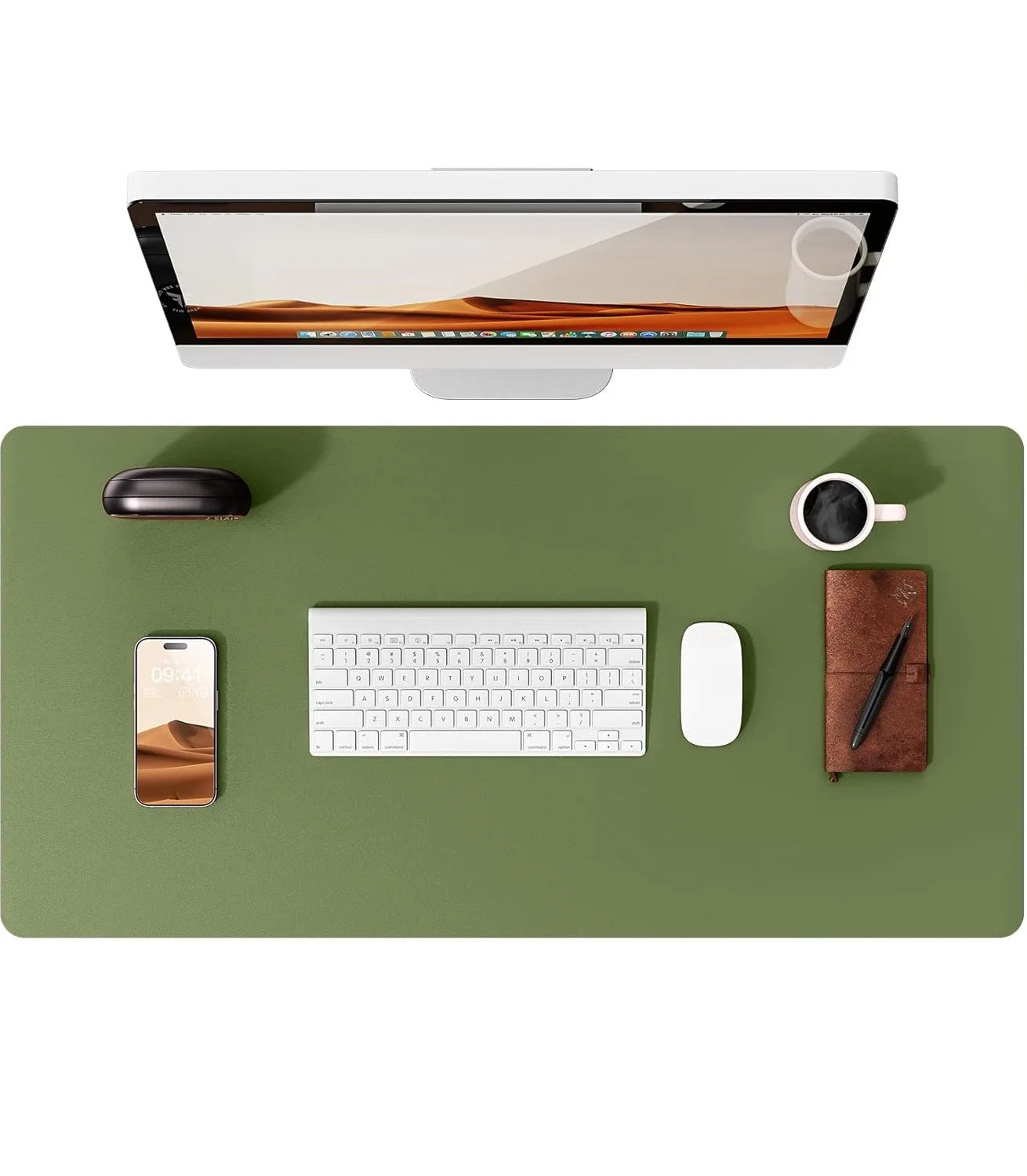 Alfombrilla de escritorio grande de cuero PU - Mouse Pad antideslizante y protector de escritorio para laptop, teclado, oficina y juegos