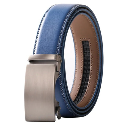 Plyesxale Men's Brown Leather Belt 2026 – Automatic Buckle Vintage Belt for Jeans, Luxury-Style Casual Waist Strap, Ceinture Homme B9