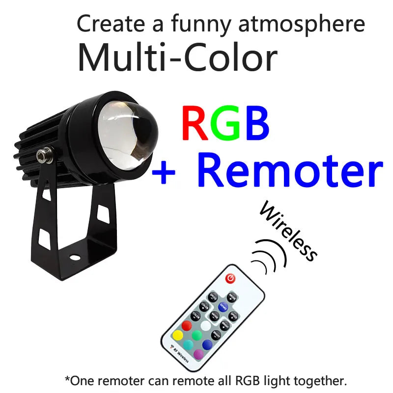 Outdoor LED Wall Spotlight 5W/9W/12W – RGB Waterproof Landscape Light with Remote Control, 110V/220V Home Garden Lighting
