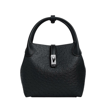 2026 Women's Ostrich-Texture PU Leather Bucket Bag Set – 2PCS Adjustable Strap Crossbody & Shoulder Handbags, Stylish Everyday Purse
