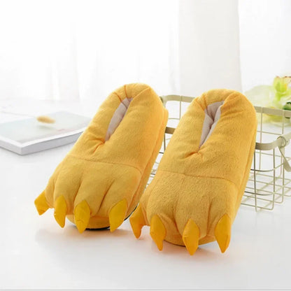Women’s Plush Animal Slippers – Thick Fluffy Non-Slip Indoor House Shoes with Dinosaur, Cow, Cat Paw & Claw Designs