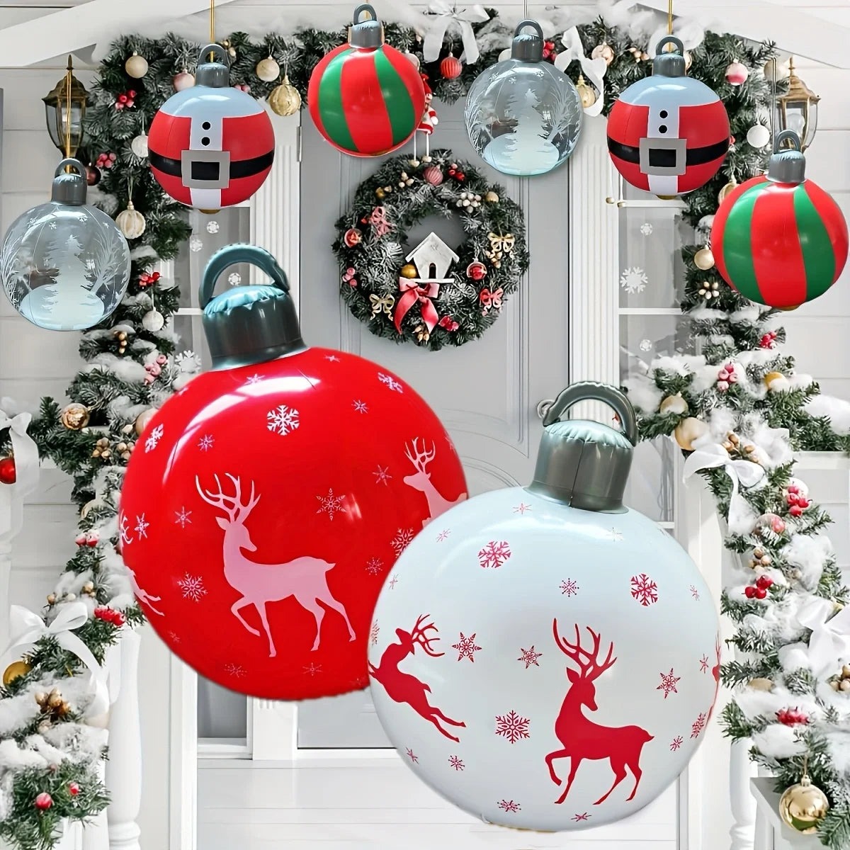 1PC 40CM Inflatable Christmas Decoration Ball – PVC Outdoor Holiday Ornament for Yard, Lawn, Porch & Christmas Home Decor
