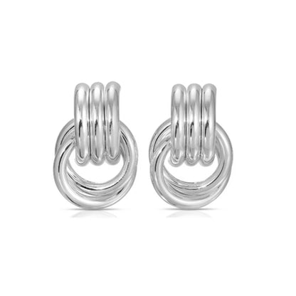Pendientes de Moda Llamativos de Acero Inoxidable Chapado en Oro Círculo Geométrico Retorcido Vintage para Mujer