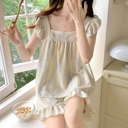 Women's Summer Pajama Set – 2-Piece Short Sleeve Top & Pants, Soft Lightweight Sleepwear and Comfortable Loungewear