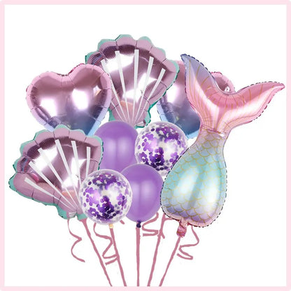 Mermaid Birthday Party Decorations Set – Balloons, Tableware, Tablecloth & Hanging Banner for Kids' Parties, Favors & Supplies Kit