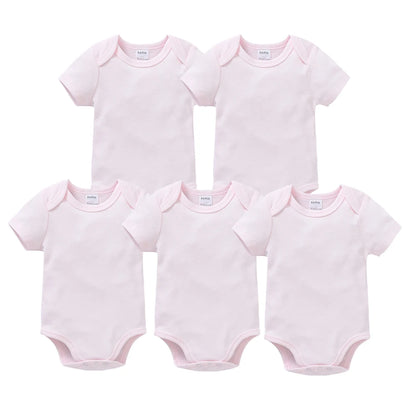 Kavkas Ropa de algodón para bebés – Juego de mamelucos de manga corta de 3 o 5 piezas para recién nacidos, para niños y niñas, mamelucos blancos sólidos de 0 a 24 meses, ropa suave de uso diario para bebés