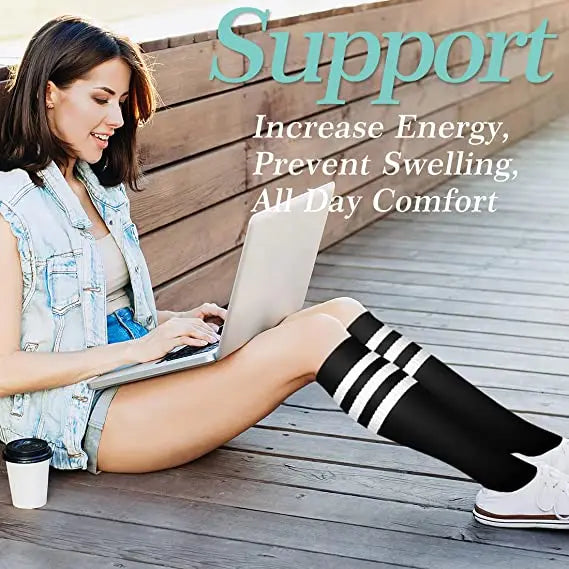 30mmHg Compression Socks for Men & Women – Knee High Support Stockings for Sports, Edema, Varicose Veins & Daily Wear