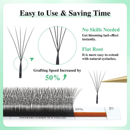 NAGARAKU V Shape Premade Eyelash Extensions – 2D/3D/4D/5D W Volume Fans for Natural Soft Fluffy Volume Lash Look