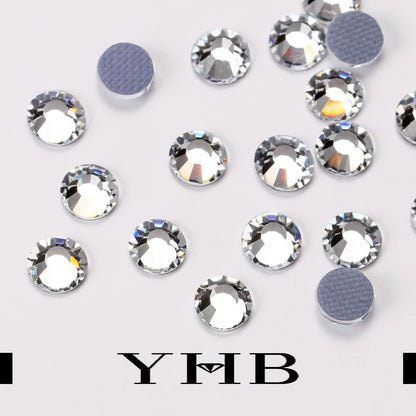 Pedrería Termoadhesiva Blanca Seda Mocca YHB – Cristales Premium de Espalda Plana para Zapatos, Bolsos, Ropa, Joyería y Manualidades DIY