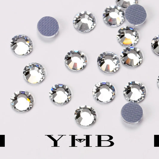 Pedrería Termoadhesiva Blanca Seda Mocca YHB – Cristales Premium de Espalda Plana para Zapatos, Bolsos, Ropa, Joyería y Manualidades DIY