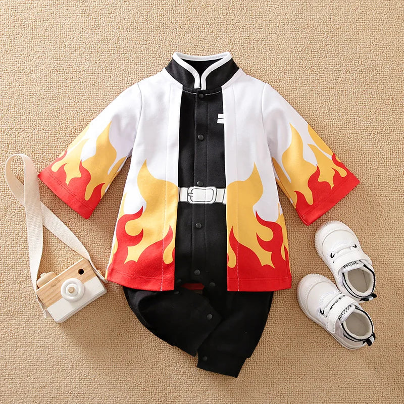 Newborn Baby Anime Cape-Style Bodysuit – Long Sleeve Cotton Romper for Boys & Girls, Cute Infant Outfit for Everyday Wear