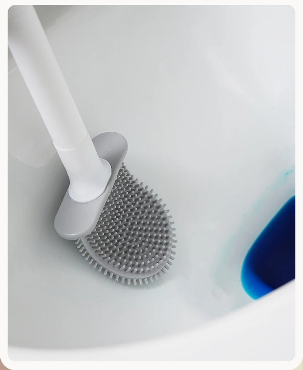 Juego de escobillas de inodoro de silicona – Limpiador de inodoro montado en la pared, kit moderno de cepillo de limpieza para WC, cepillo de silicona flexible con soporte de almacenamiento para baño y accesorios