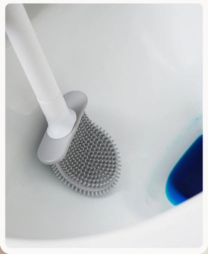 Juego de escobillas de inodoro de silicona – Limpiador de inodoro montado en la pared, kit moderno de cepillo de limpieza para WC, cepillo de silicona flexible con soporte de almacenamiento para baño y accesorios