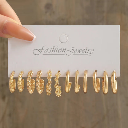 Boucles d'oreilles créoles dorées grand cercle pour femmes, ensemble bohème vintage, perle, cœur, zircon, clous, bijoux cadeau