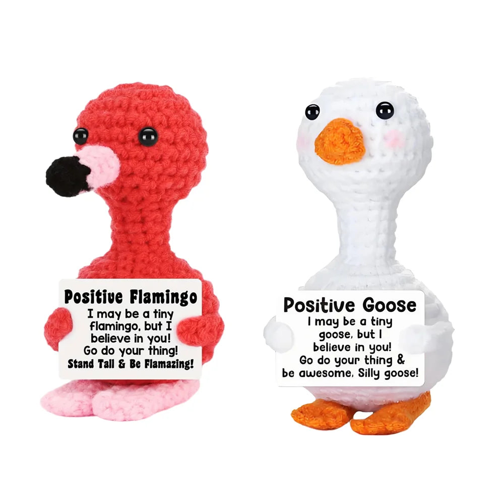 Peluche Pomme de terre Énergie positive – Décoration de chambre tricotée à la main en laine avec carte d'inspiration, cadeau de Noël mignon et amusant et ornement de bureau