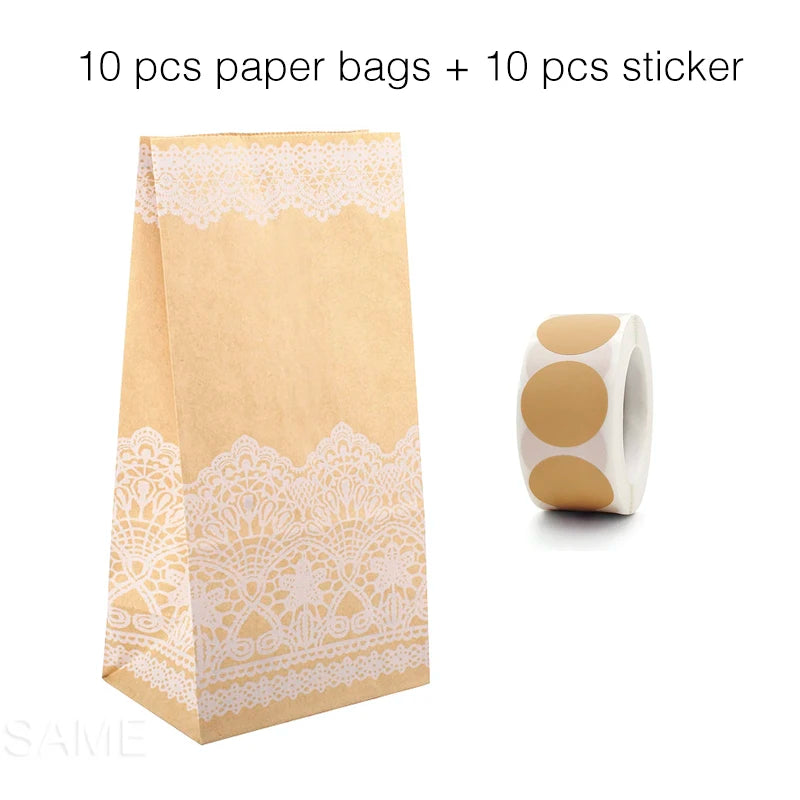 10PCS Stand-Up Colorful Gift Bags with Stickers – Solid, Striped & Polka Dot Treat Bags for Wedding, Birthday & Party Favors (18×9×6cm)