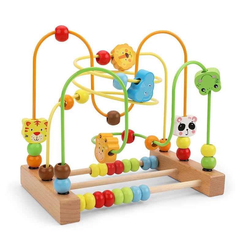 Jouet Montessori en bois de montagnes russes – Labyrinthe de perles pour bébé, boulier d'apprentissage des mathématiques pour les tout-petits de 1 à 3 ans, cadeau de développement éducatif précoce