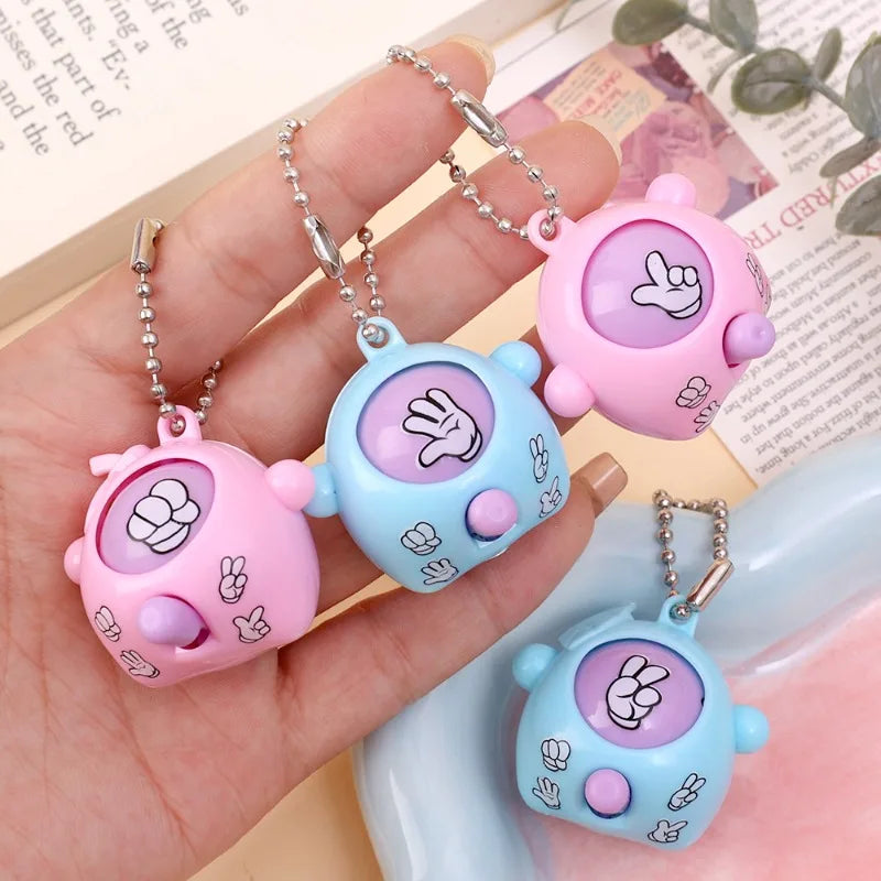 50PCS Funny Guessing Egg Mini Keychain Toys – Rock Paper Scissors Pendant Keyrings for Kids, Classroom Prizes, Birthday Party Favors & Gifts