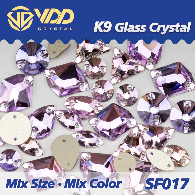 Strass à coudre en cristal K9 AB Mix – Pierres plates en verre AAAAA pour vêtements, robes de mariée et projets de bricolage