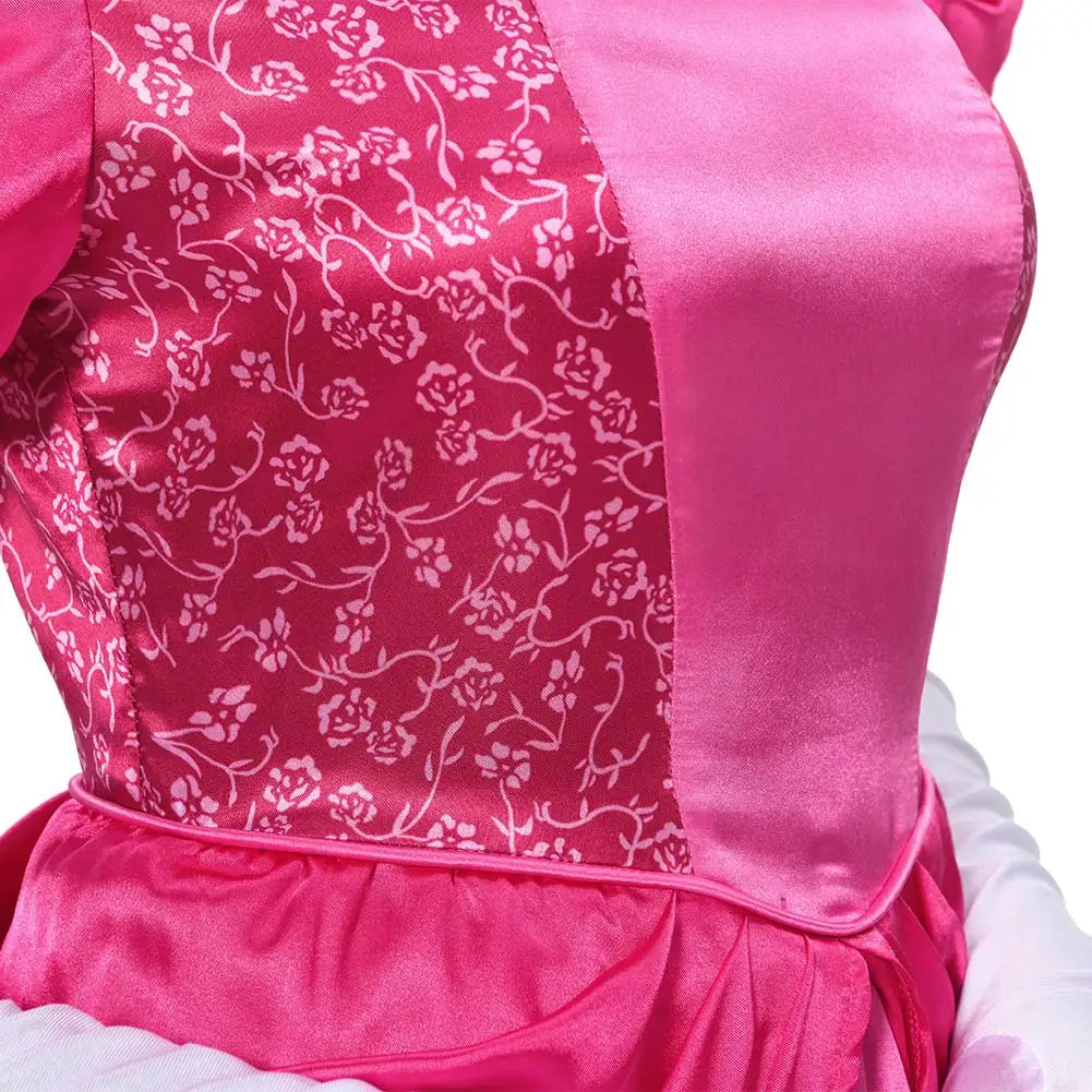 Princess Peach Cosplay Costume – Pink Fantasy Dress Set with Crown (Adult Women Halloween/Carnival Party Outfit, Includes Swimsuit Style Disguise)