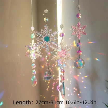 4PCS Crystal Snowflake Christmas Ornaments – Elegant Winter Hanging Decorations for Xmas Tree, Parties, Anniversaries & Holiday Gifts