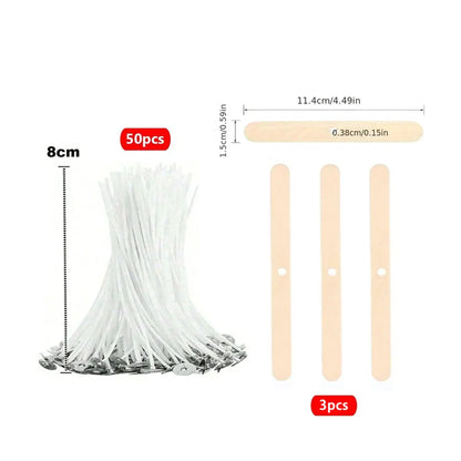 Kit para hacer mechas de vela de 53 piezas – Mechas de algodón encerado con soportes, juego de mechas de cera de soja sin humo para hacer velas, suministros de manualidades y decoración del hogar hecha a mano