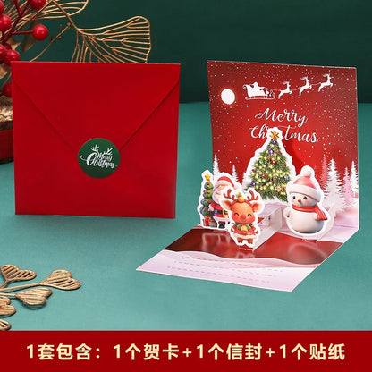 3D Santa Christmas Greeting Card – Folding Merry Christmas Best Wishes Card, Xmas Gift, New Year Blessing & Thank You Postcard