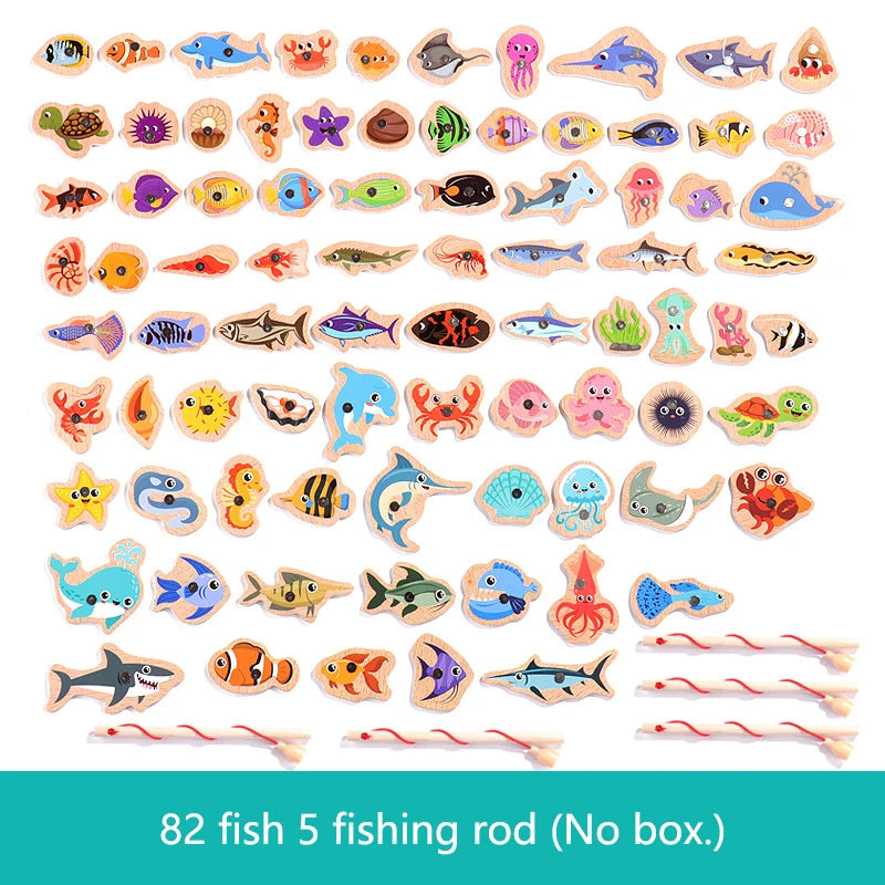 Jouet de Pêche Magnétique en Bois – Jeu d'Apprentissage Montessori sur la Vie Marine, Activité de Pêche Éducative Précoce pour Bébé, Jouet de Développement Cognitif Interactif Parent-Enfant pour Enfants