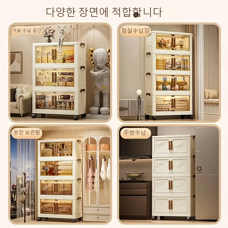Caja de almacenamiento plegable con puerta transparente – Organizador grande y duradero para ropa, libros, juguetes y almacenamiento en el hogar