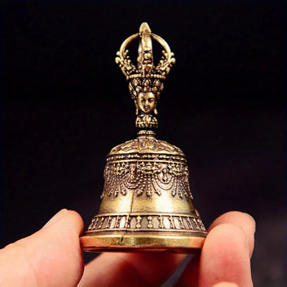 Llavero de Campana Tibetana de Latón – Amuleto de Bronce Hecho a Mano para Accesorios de Coche, Decoración del Hogar y Regalo Creativo