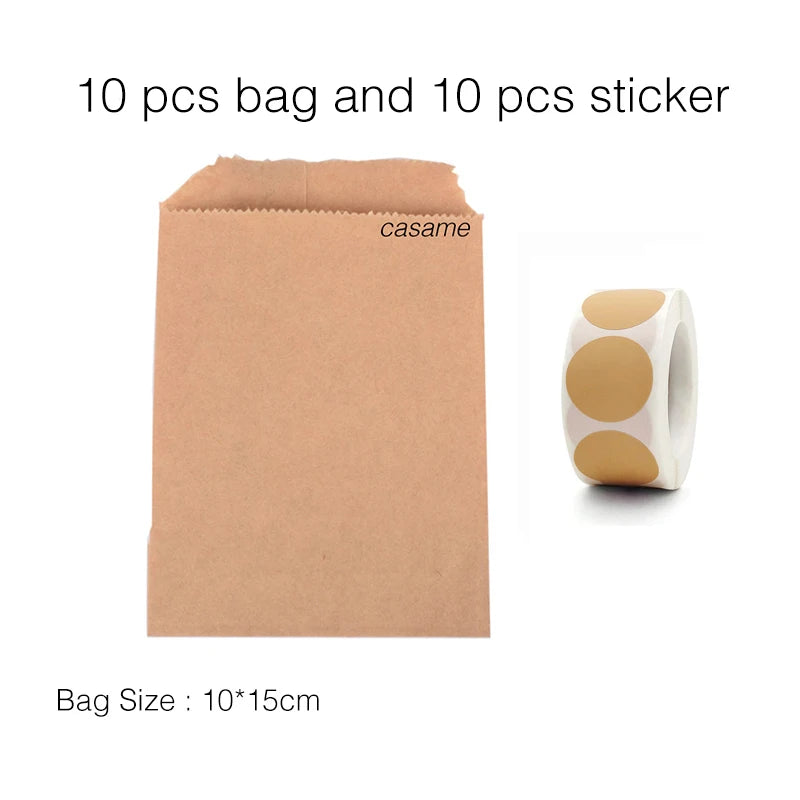 10PCS Stand-Up Colorful Gift Bags with Stickers – Solid, Striped & Polka Dot Treat Bags for Wedding, Birthday & Party Favors (18×9×6cm)