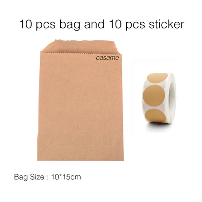 10PCS Stand-Up Colorful Gift Bags with Stickers – Solid, Striped & Polka Dot Treat Bags for Wedding, Birthday & Party Favors (18×9×6cm)